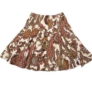 CAbi Womens Boho Skirt Paisley Front Button Mid Rise Flare Gypsie Hippie Size 8